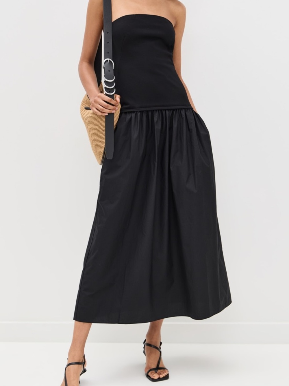 rag & bone Irina Mixed Media Strapless Dress